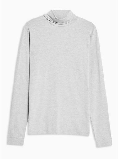 Topman Mens Grey Long Sleeve Roll Neck T-shirt