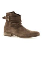 Topman Mens Union Brown Suede Buckle Boots