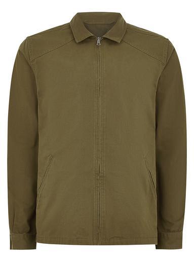Topman Mens Khaki Zip Through Long Sleeve Overshirt