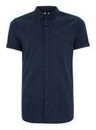 Topman Mens Short Sleeved Navy Muscle Fit Shirt