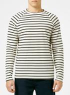 Topman Mens Off White And Black Stripe Long Sleeve T-shirt