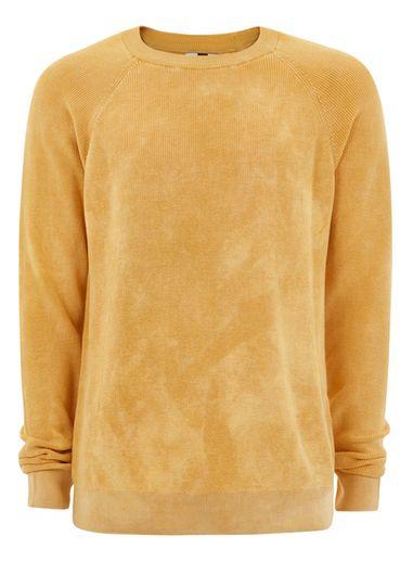 Topman Mens Yellow Acid Wash Sweater