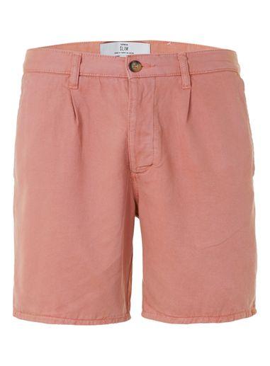 Topman Mens Pink Pleat Slim Chino Shorts