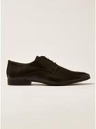Topman Mens Black Leather Fly Derby Shoes