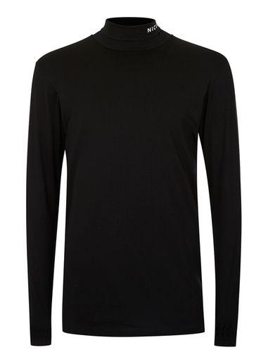 Topman Mens Nicce Black Roll Neck Long Sleeve Stretch T-shirt