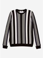 Topman Mens Brown Navy And Black Vertical Stripe Sweater