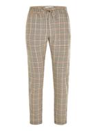 Topman Mens Beige Stone Check Side Taping Joggers