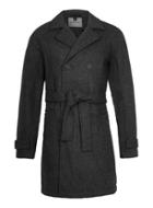 Topman Mens Dark Grey Textured Wool Rich Trench Coat