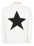 Topman Mens Off White Embroidered Star Turtle Neck Sweater
