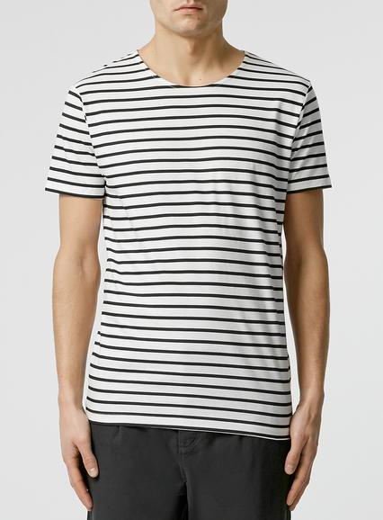 Topman Mens White Selected Homme Stripe T-shirt