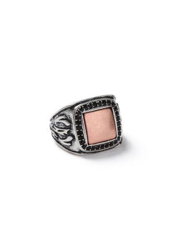 Topman Mens Metallic Antique Silver Look And Copper Square Ring*