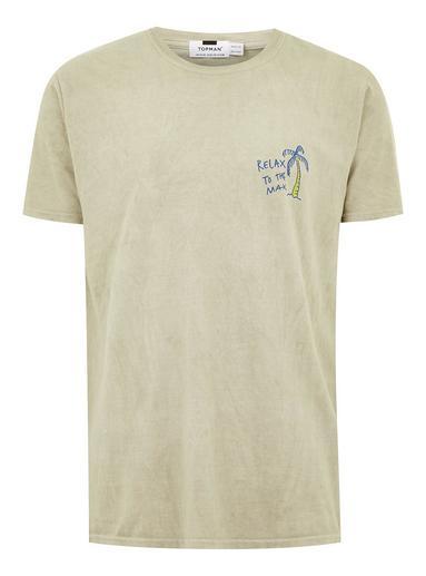Topman Mens Green Gray 'relax2max' T-shirt