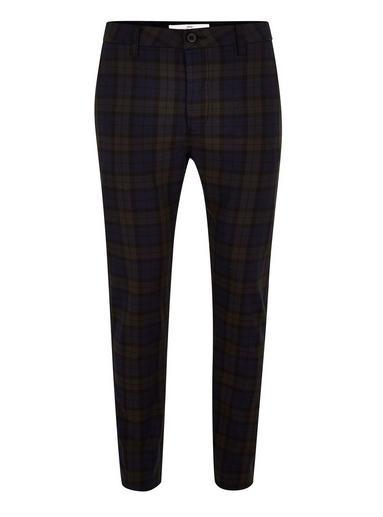 Topman Mens Black Watch Check Stretch Skinny Trousers