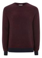 Topman Mens Red Burgundy And Navy Lambswool Twist Sweater