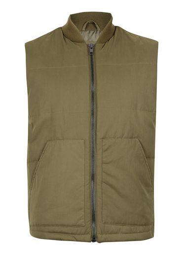 Topman Mens Green Khaki Padded Gilet