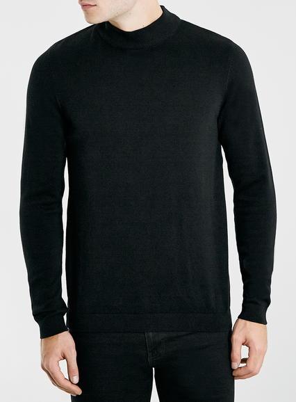 Topman Mens Black Turtle Neck Jumper