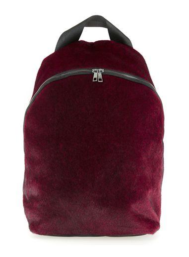 Topman Mens Red Burgundy Faux Pony Hair Backpack