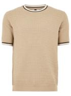 Topman Mens Beige Stone Short Sleeve Textured Sweater