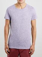 Topman Mens Red Plum Slim Neppy Linen T-shirt