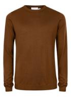 Topman Mens Brown Premium Rust Merino Crew Neck Sweater