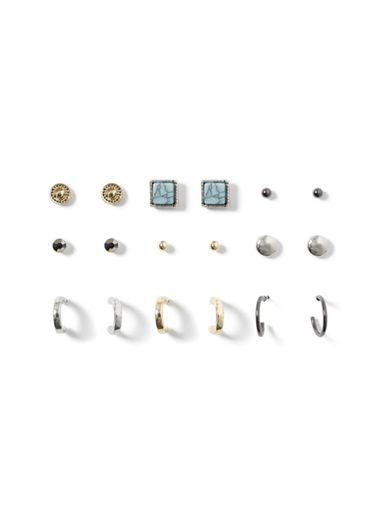 Topman Mens Grey Hoop And Stud Earrings Pack*