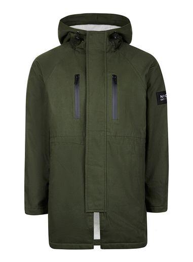 Topman Mens Green Nicce Khaki Fleece Lined Parka