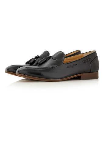 Topman Mens Hudson Black Leather Tassel Loafers