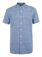 Topman Mens Blue Check Short Sleeve Casual Shirt