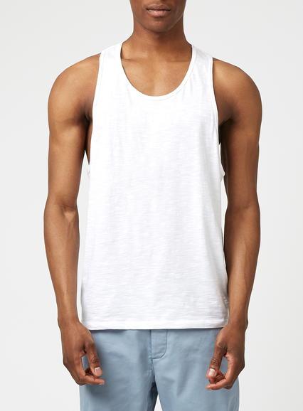 Topman Mens White Slub Tank Top