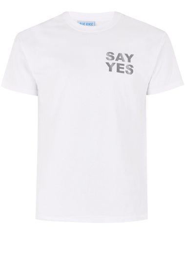 Topman Mens Blue Rinse Vintage's White 'say Yes' T-shirt*