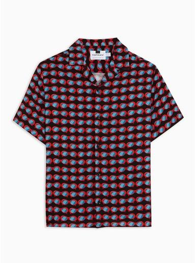 Topman Mens Black Sunglasses Print Revere Shirt