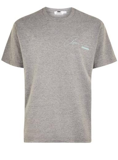 Topman Mens Metallic Gray 'explicit' T-shirt