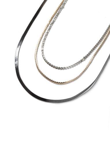 Topman Mens Mixed Metal Multi Row Chain Necklace*
