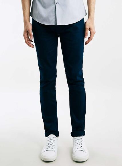Topman Mens Blue Navy Stretch Twill Skinny Chino
