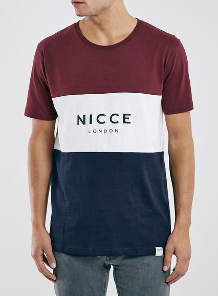 Topman Mens Nicce Red Panel T-shirt