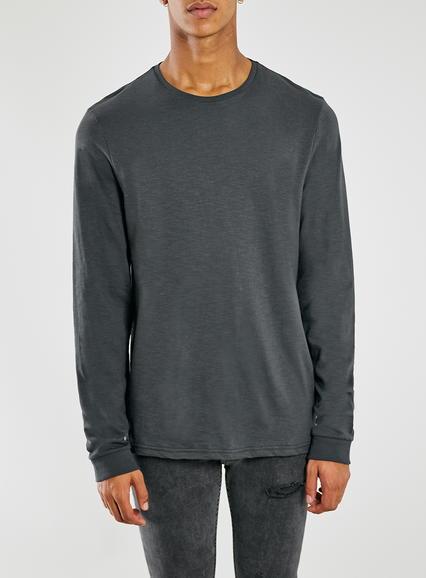 Topman Mens Washed Black Long Sleeve T-shirt