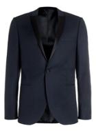 Topman Mens Blue Navy Jacquard Skinny Fit Tuxedo Jacket With Contrast Lapel