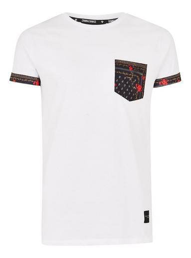 Topman Mens Criminal Damage's White 'avi' Pocket T-shirt