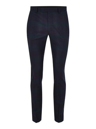 Topman Mens Black Watch Ultra Skinny Suit Trousers