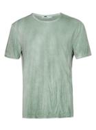 Topman Mens Green Wash Scoop Neck T-shirt