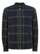 Topman Mens Green Black Watch Zip Through Shirt