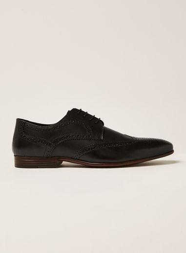 Topman Mens Black Leather Rocky Brogues