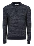 Topman Mens Navy Textured Knitted Polo