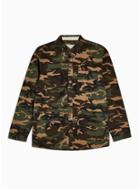 Topman Mens Khaki Camouflage Coach Shacket