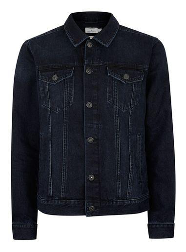 Topman Mens Blue And Black Denim Jacket