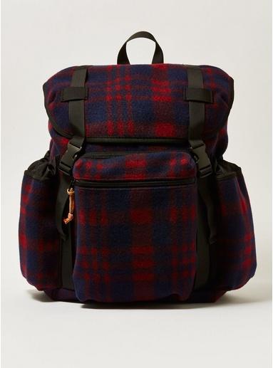 Topman Mens Multi Check Fleece Backpack