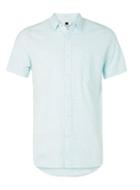 Topman Mens Sky Blue Textured Stripe Short Sleeve Casual Shirt