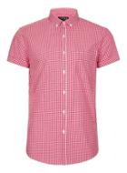 Topman Mens Red And White Gingham Smart Shirt