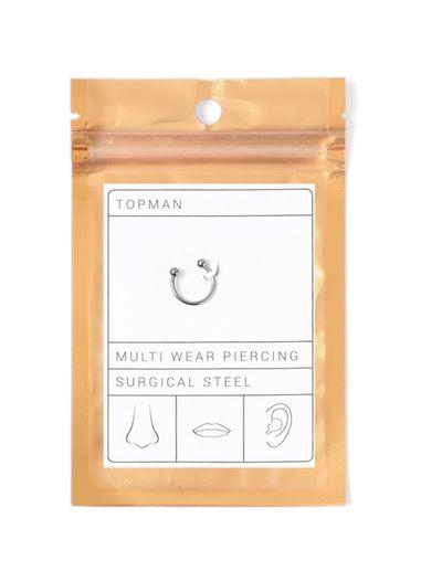 Topman Mens Silver Multiwear Piercing Ring*
