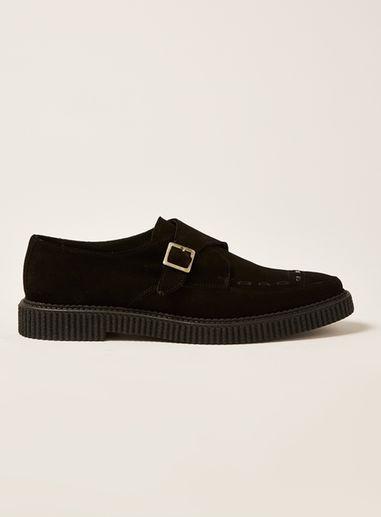 Topman Mens Black Suede Dray Monk Shoes